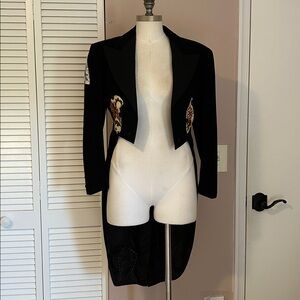 Women's Black Tailcoat Jacket wool blend black